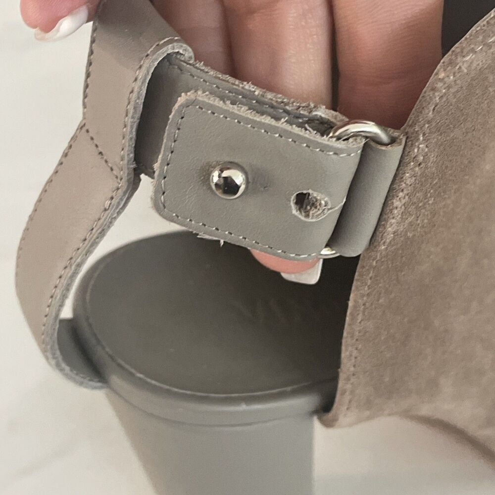 VINCE. Womens Taupe Gray Suede Leather Ankle Strap Booties Sandal Sz 8 - Picture 6 of 7